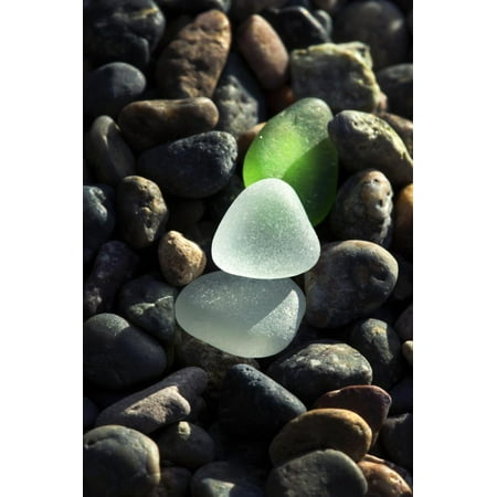 Authentic Beach Sea Glass - USA, California, La Jolla. Sea glass on cobblestone beach. Print Wall Art By Jaynes Gallery