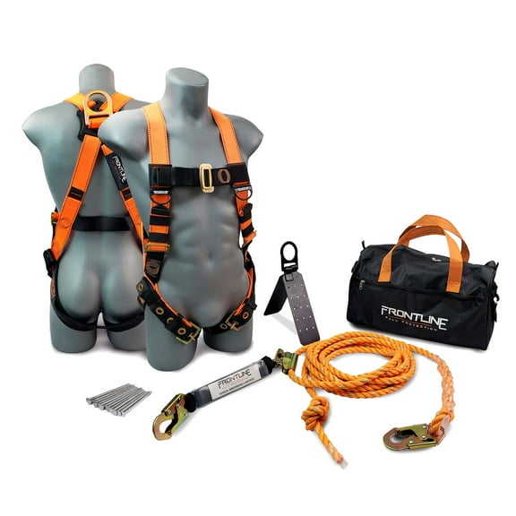 Frontline Combat Complete Premium Roofers Kit with Lifeline | Full Body Harness