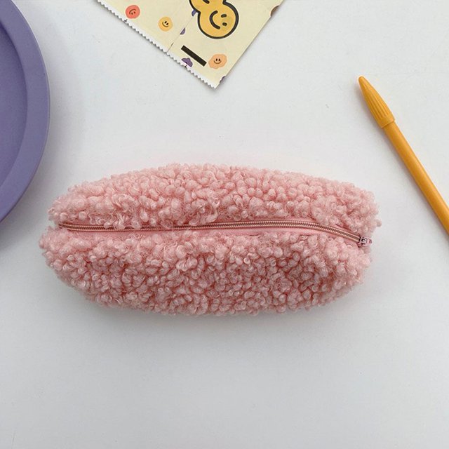 Bolsa De Almacenamiento Para Bolígrafos. Estuche para bolígrafos de felpa para almacenamiento de artículos de papelería, organizador de cosméticos para la escuela para estudiantes (rosa) Wdftyju Libre de BPA