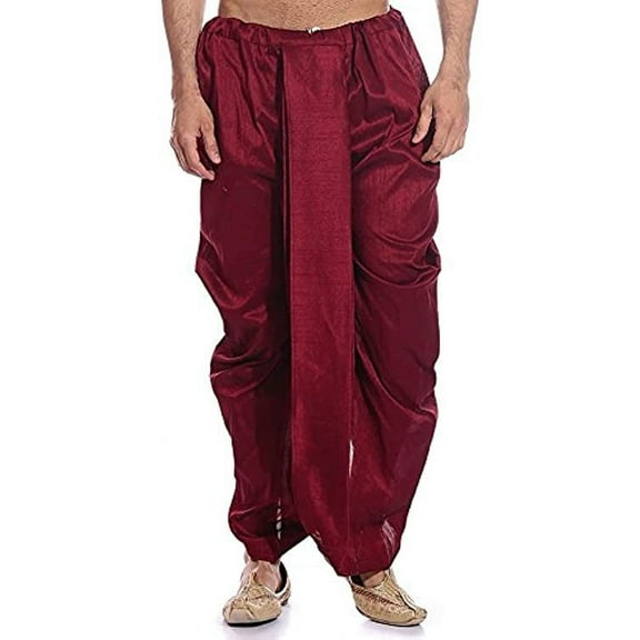 Royal Kurta Men's Maroon Ryan Silk Ready To Wear Dhoti