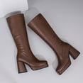 thumbnail image 6 of YLYL Women's Platform Knee High Boots Chunky Block Heel Square Toe Long Boots with Side Zipper, 6 of 9
