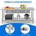 thumbnail image 4 of Dextrus 72" X 24" Stainless Steel Table with 3 Drawers, Work Table with Drawer, 4 of 5