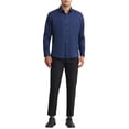 thumbnail image 2 of CAMISAS DE VESTIR PARA HOMBRES INSPIRE CHIC, SÓLIDAS, DE MANGA LARGA, AJUSTE REGULAR, FORMAL, DE NEGOCIOS, CON BOTONES, FORMAL, AZUL MARINO, 2 of 5