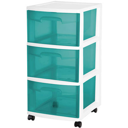Teal Sachet Sterilite 3-Drawer Medium Cart