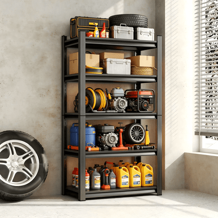 Black Heavy Duty Garage Shelving 36"W, 5 Tier Adjustable Metal Rack 3020LBS, 18"D x 78"H Steel Shelves & Organizer for Living Room Kitchen Bedroom Home Storage