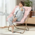thumbnail image 4 of VibrantEcho Saucer Chair for Adult, Square Comfy Cozy Chair Folding Chair Faux Fur Metal Frame Foldable Reading Chair Accent Chair for Bed Room Living Room, Pink, 4 of 18