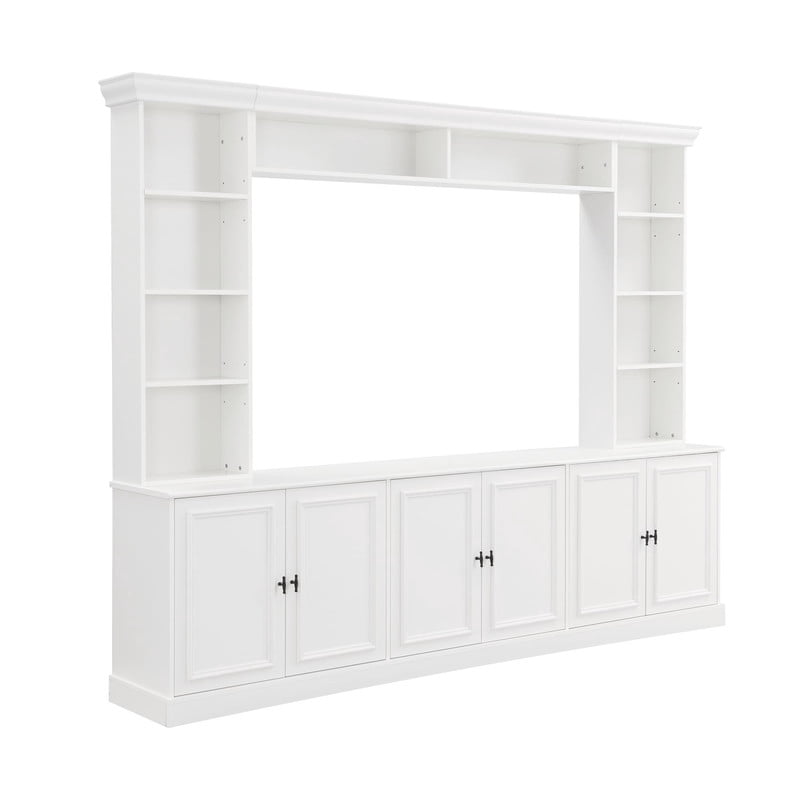 4-Piece Mid-Century Wall Unit Entertainment Center with Bookshelf for TVs Up to 70", Versatile TV Stand with Adjustable Shelf for Living Room