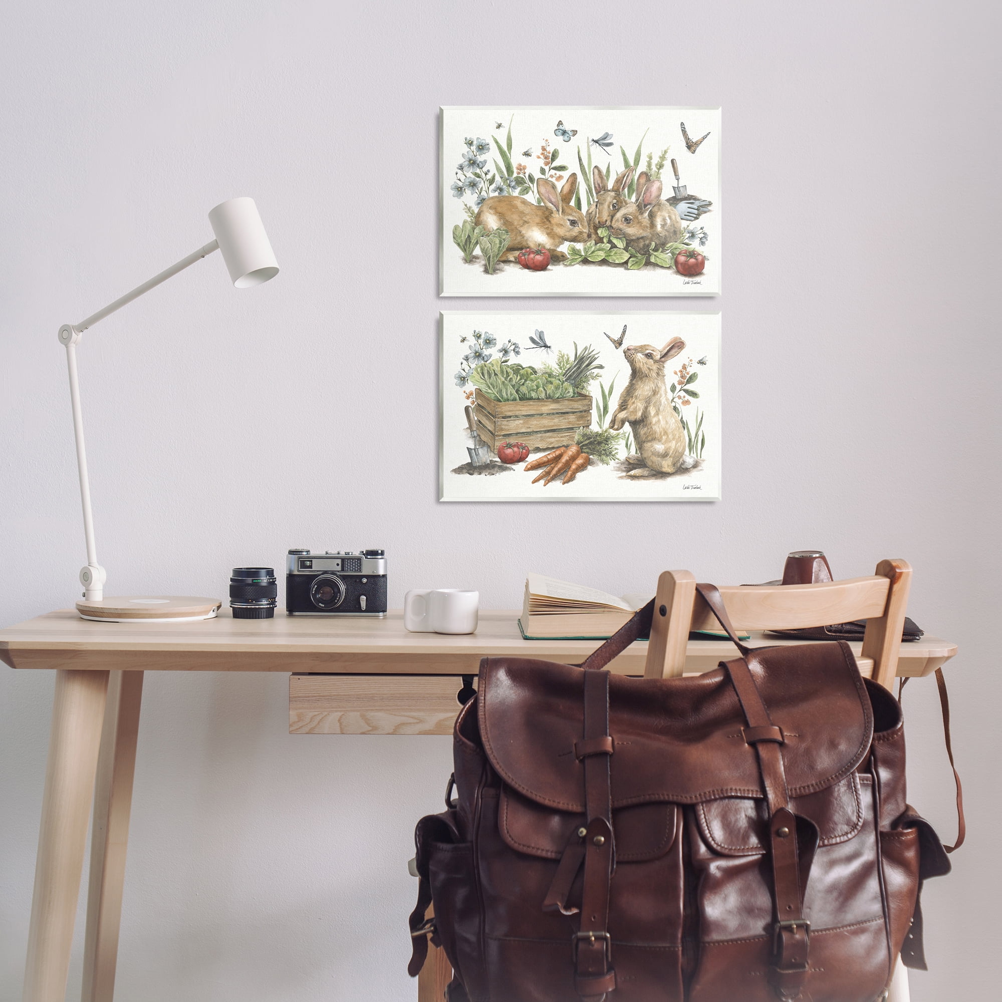 Stupell Industries Rabbit Vegetable Garden Party Animals Painting Unframed Art Print Wall Art, 19 x 13, Set of 2