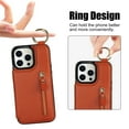 thumbnail image 5 of Cutyskin for iPhone 15 Pro Wallet Case【RFID Blocking】 with Card Holder Cash Pocket Zipper Bills Slot, Soft PU Leather Magnetic Back Folio Kickstand, Finger Ring Holder Hook Phone Case, Brown, 5 of 9