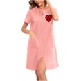 thumbnail image 4 of House Coats for Women with Zipper Short Sleeve Long Length Knit Robe 1 Pc, 4 of 7