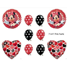 Minnie Mouse 2nd Birthday Party Supplies And Red Bow 13 Pc Balloon