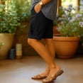 thumbnail image 4 of aohooy Womens Capri Pants Knee Length Cotton Linen Capris Summer Straight Leg Loose Beach Vacation Bermuda Shorts with Pockets Black,XL, 4 of 7