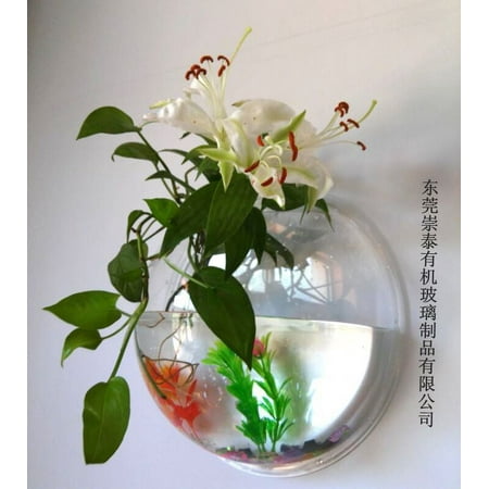 

NUOLUX Wall Mounted Fish Bowl Clear Acrylic Round Fish Tank Flower Pot Vase Decoration Wall Hanging Mount Fish Bowl