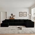 thumbnail image 4 of Cozylore 128.3" Oversized Modular Sectional Sofa 7 Seater U Shaped Upholstered Couches Cloud Couch with Deep Seat for Living Room, No Assembly Required, Black, 4 of 9