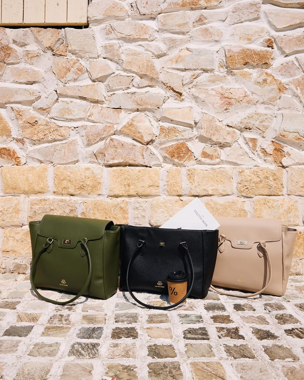 LOVEVOOK Laptop Bag for Women Soft Leather Work Bag, Office Shoulder Tote Purse Professional Briefcase with Flap Design