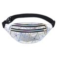 thumbnail image 5 of RV Riñonera unisex con efecto holográfico Bolsa de ciudad impermeable Multibolsillos Riñonera de PU Bolsa de viaje brillante para ocio o senderismo Plata Rojo Verde, 5 of 5
