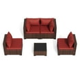 thumbnail image 4 of ELPOSUN 5-Piece Outdoor Patio Furniture Set with Wicker & Tempered Glass, 4 of 7