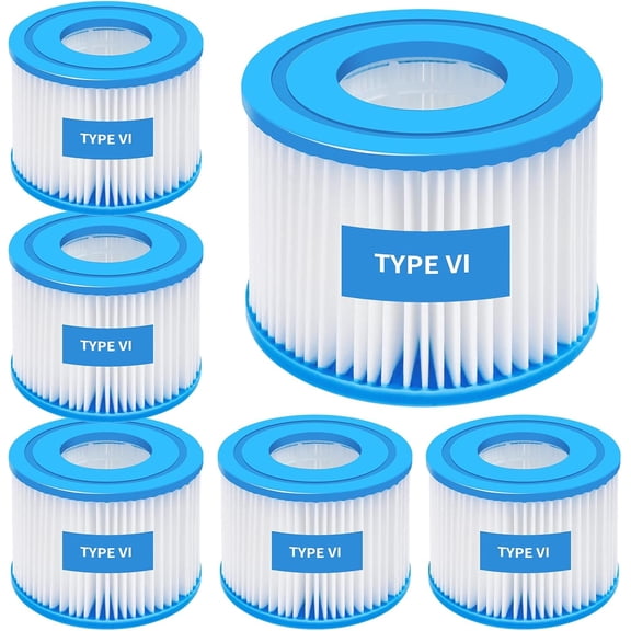 6 Pack Type VI Hot Tub Filter Cartridge Replacement - Compatible with Lay-Z-Spa, Coleman SaluSpa 90352E, 58323, 90427E,Inflatable Hot Tub Filters，Spa Filters
