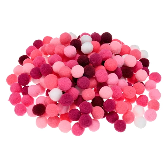 Uxcell 500-Pack Pom Poms for Craft, 0.59" (15mm) Polyester Rose Red Series Soft and Fluffy Pompom Multicolor PomPoms Balls