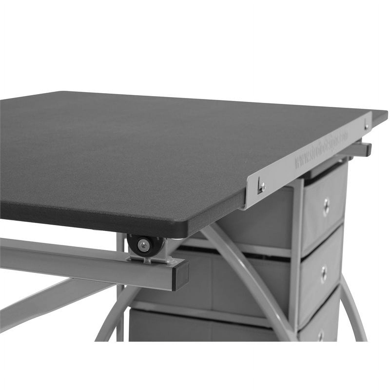 Comet Center Plus Drawing Table with Padded Stool 2 Piece Set Silver & Black