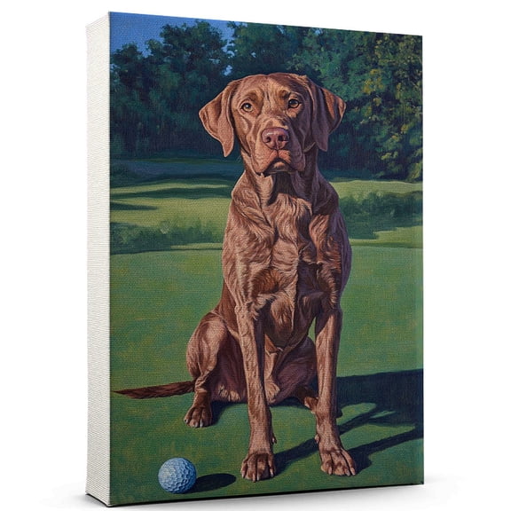 Chesapeake Bay Retriever Dog Playing Golf Canvas – Sports Dog, Perfect for Animal Lovers, Chesapeake Bay Retriever Dog Canvas, Golf Canvas Wall Art for Rooms