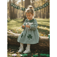 thumbnail image 6 of Loicainy Toddler Baby Girl Irish Dress 6 12 18 24 Months 2T 3T 4T 5T Long Sleeve Shamrock Embroidery Plaid Dresses Kids Spring Outfit, 6 of 9