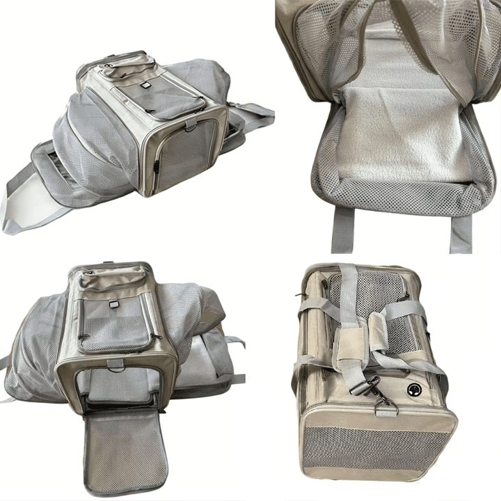 Expandable Pet Carrier Backpack, Breathable Mesh Design, Hands-Free Cat & Dog Travel Bag For Outdoor Hiking, Vet Visits & Daily Walks