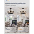 thumbnail image 3 of Zardon 20in Ceiling Fan with Light and Remote Control, 6 Speed Farmhouse Ceiling Fans for Kitchen, Bedroom, Indoor, Quiet, Timing, Brown, 3 of 7
