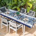thumbnail image 2 of Navy Blue Christmas Table Cloths for 8 Foot Rectangle Tables, Poinsettia Xmas Ball Berry Winter Patio Waterproof Elastic Fitted Tablecloths, Washable Rectangular Table Cover for Camping, 2 of 8