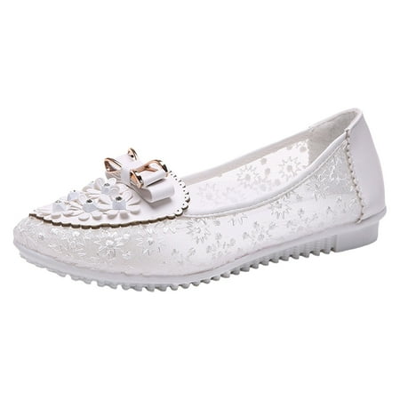 QYZEU Women Flat Shoes Casual Slip on Shoes for Women Walking Lightweight Summer Shoes Women s Shoes Women s Leather Shoes Soft Sole Women s Shoes White 38