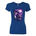 thumbnail image 2 of Fantasy Wolf Howling at The Full Moon Animal Lover Womens Slim Fit Junior Tee, Royal, Large, 2 of 3