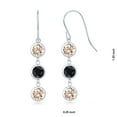 thumbnail image 2 of Gem Stone King 925 Sterling Silver Peach Morganite and Black Sapphire 3 Stone French Wire Dangle Earrings for Women (2.98 Cttw, Gemstone October Birthstone, Round 5MM), 2 of 2