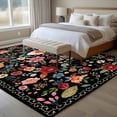 thumbnail image 4 of Watercolor Flowers Area Rug 5x7 FT, Non Slip Bedroom Throw Carpet, Farmhouse Floral Vintage Black Washable Soft Floor Carpet Non-Shedding Rug for Dining Room Bedside Classroom Desk, 4 of 9