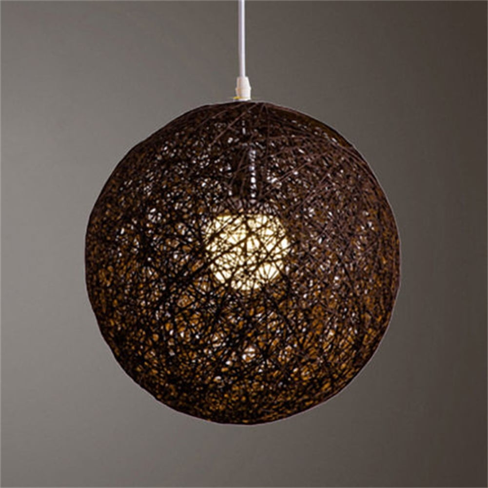 Round Concise Hand-woven Rattan Vine Ball Pendant Lampshade Light Lamp ...