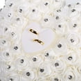 thumbnail image 3 of Heart-Shaped Wedding Ring Pillow with White Artificial Pearl and Diamond Decorations, Includes Cushion and Storage Box, 3 of 8