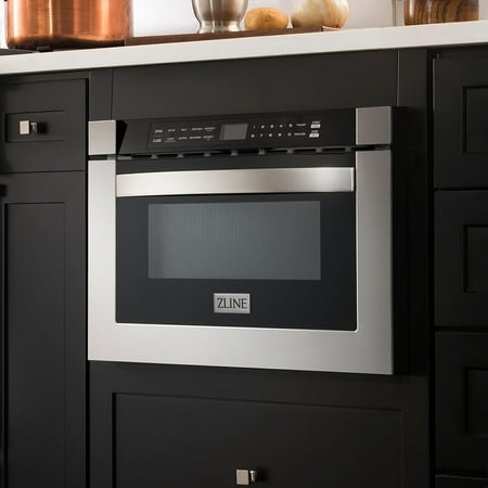 ZLINE - 24" 1.2 cu. ft. Built-in Microwave Drawer in Black Stainless Steel - Black
