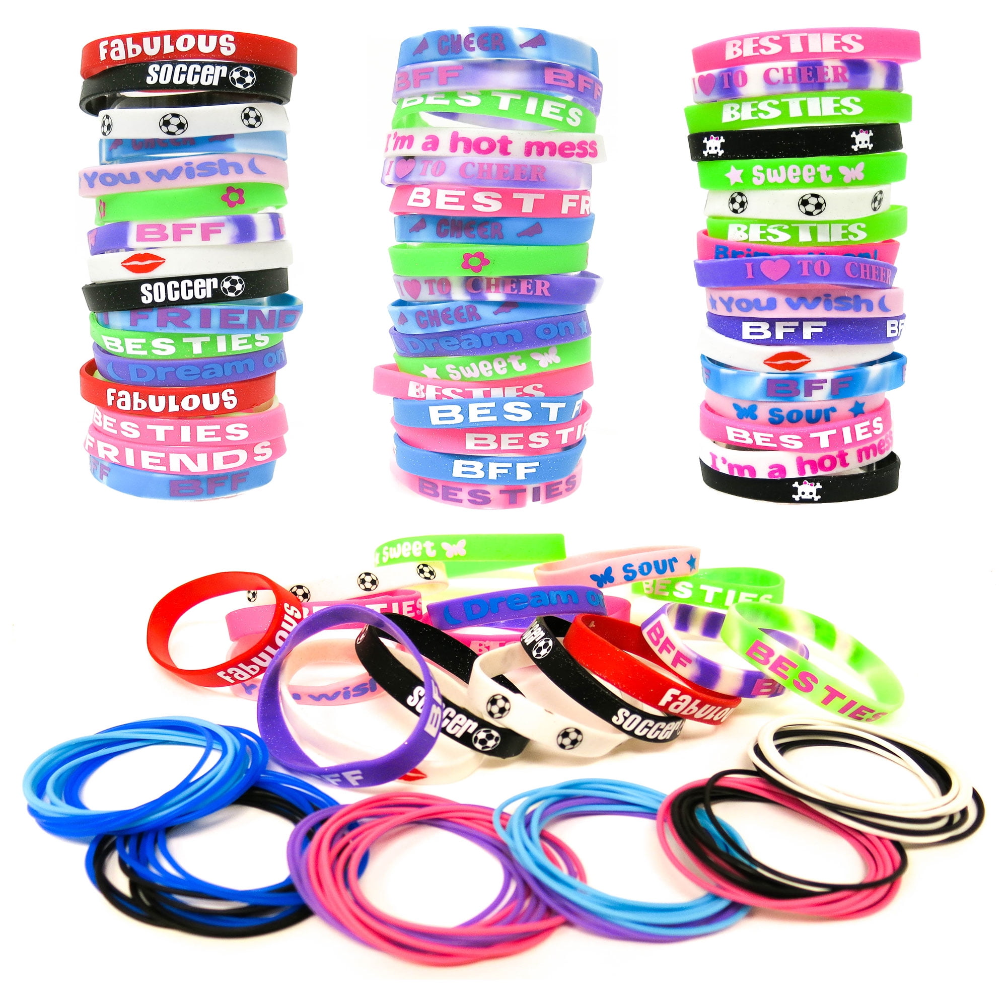 144 Bracelets Party Favors for Kids Boys Girls - Bulk Silicone Wristbands a...