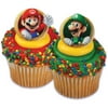 24 Super Mario Luigi Cupcake Cake Rings Birthday Party Favors Toppers