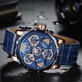 thumbnail image 5 of Men's Watches Sport style Men's Quartz Watch Blue Leather Strap 30M Waterproof, 5 of 6