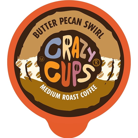 Crazy Cups Flavored Coffee for Keurig K-Cup Machines, Butter Pecan Swirl, Hot or Iced Coffee, 22 Single Serve, Recyclable Pods