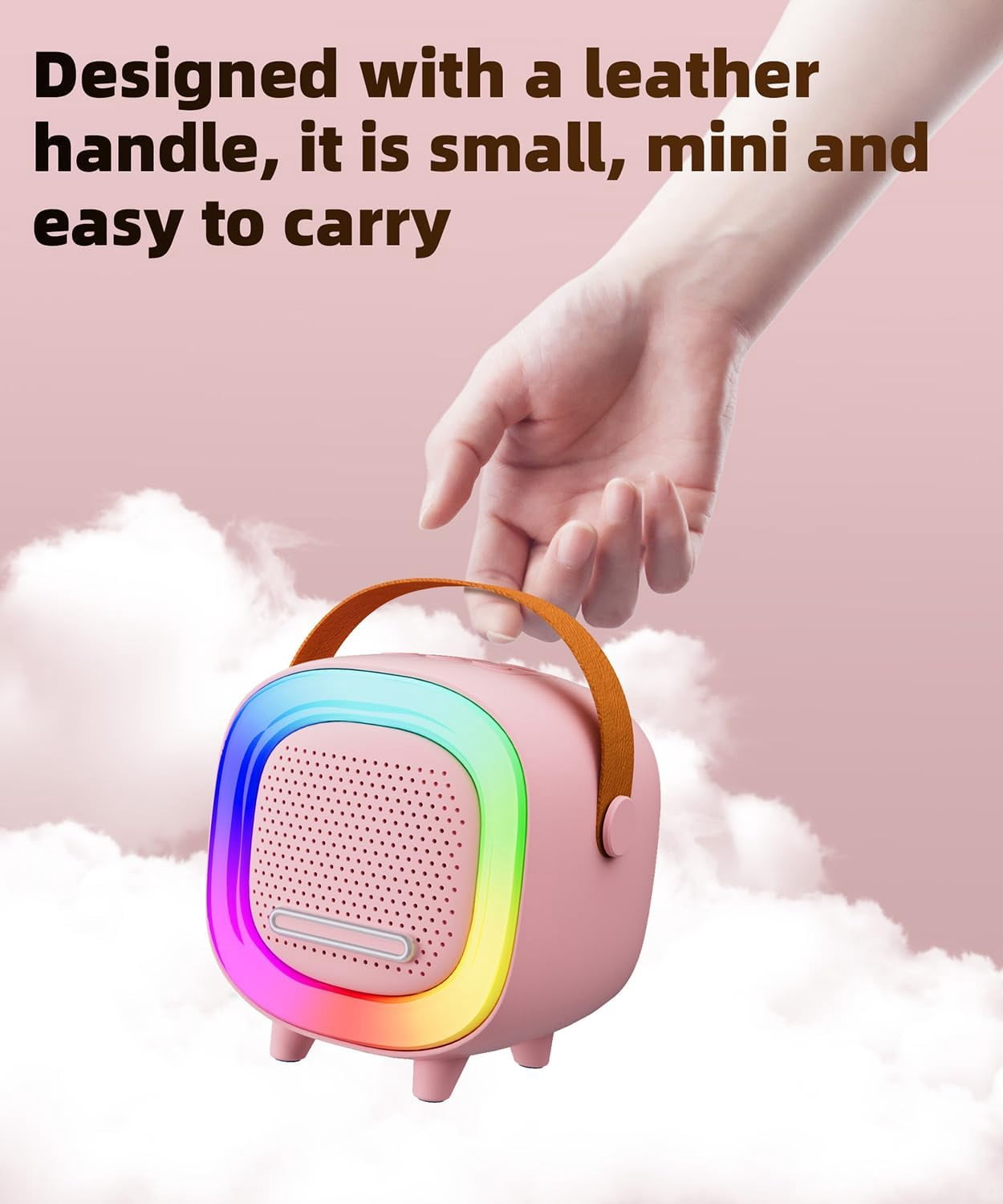 Mini Karaoke Machine Speaker for Kids Adults, Portable Bluetooth with 1 or 2 Wireless Microphones, Children's Day Birthday Gift Ideas for Toys for Teens Boys and Girls Aged 4, 5, 6, 7, 8, 9, 10, 12+