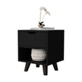 thumbnail image 4 of Bedroom Black 1 - Drawer Nightstand with Open Storage | Store Frequent Items Easily | Durable Wood | Avoid Bedside Mess, 4 of 4