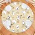 thumbnail image 2 of Halloween Themed Elastic Hem Round Tablecloth - 44 Inch Fitted Table Cover for Kitchen Dining Party, Easy Care Polyester, 2 of 6