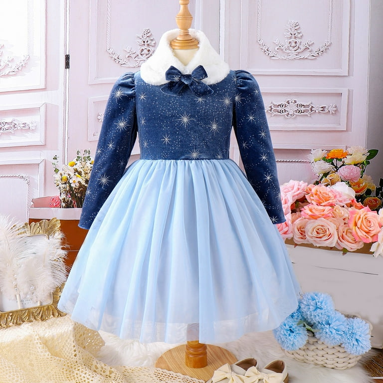 LUOGENLI Girls Dresses Size 14 16 Toddler Girls Long Sleeve Warm Princess Dress Dance Party Dresses Fall Winter Clothes Girls Dresses Size 8 Casual