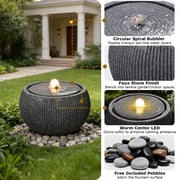 Water Fountain Outdoor Zen Garden Water Feature Outdoor Sphere Fountains for Patio, Deck, Yard, Porch, Home Decor,11.8 Lx11.8 Wx11 H