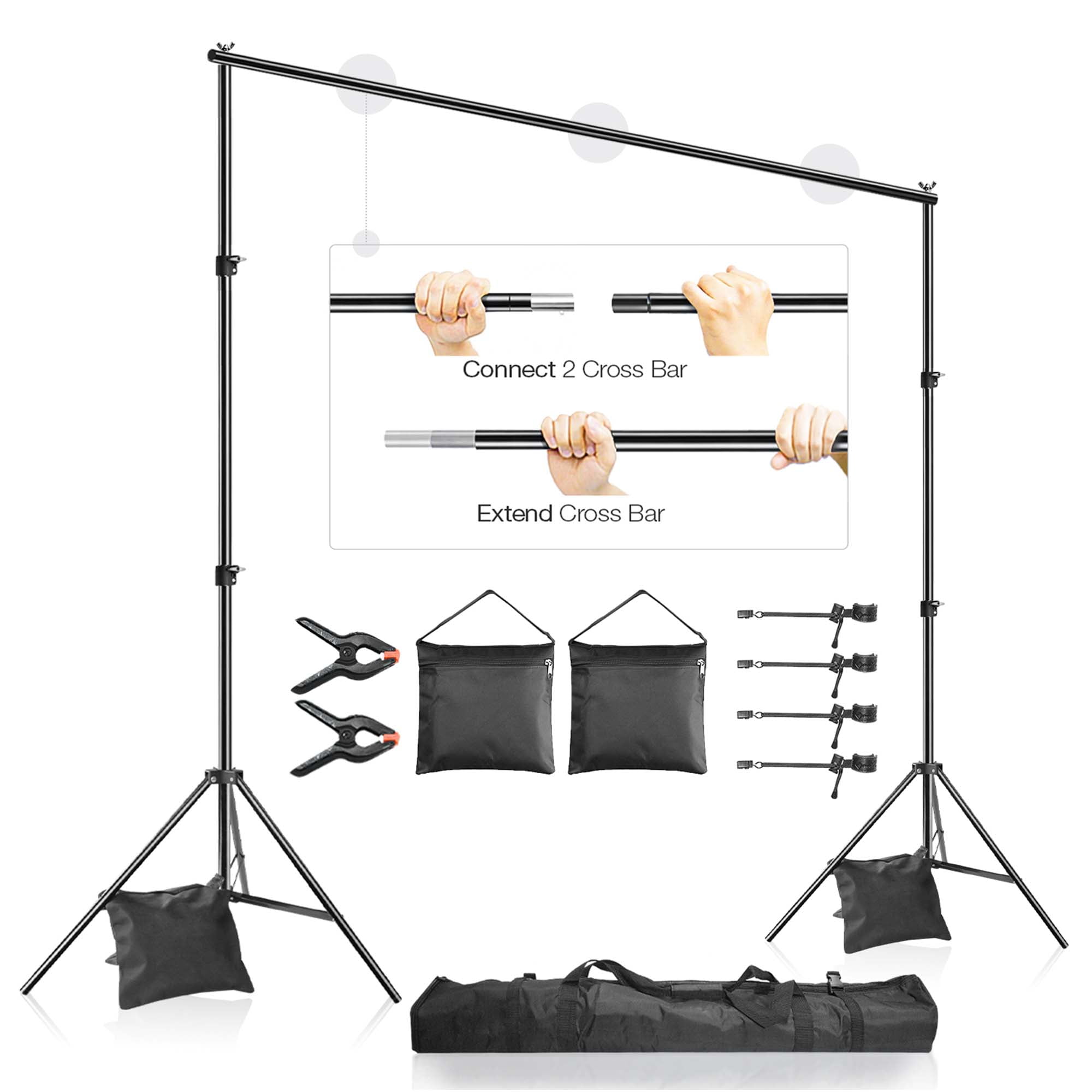 LS Photography  x  ft. Adjustable Photo Backdrop Stand Kit, Spring  Clamp, Sand Bag, Carry Bag for Studio Background, WMT1009 