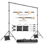 LS Photography 10.1 x 7.3 ft. Adjustable Photo Backdrop Stand Kit, Spring Clamp, Sand Bag, Carry Bag for Studio Background, WMT1009