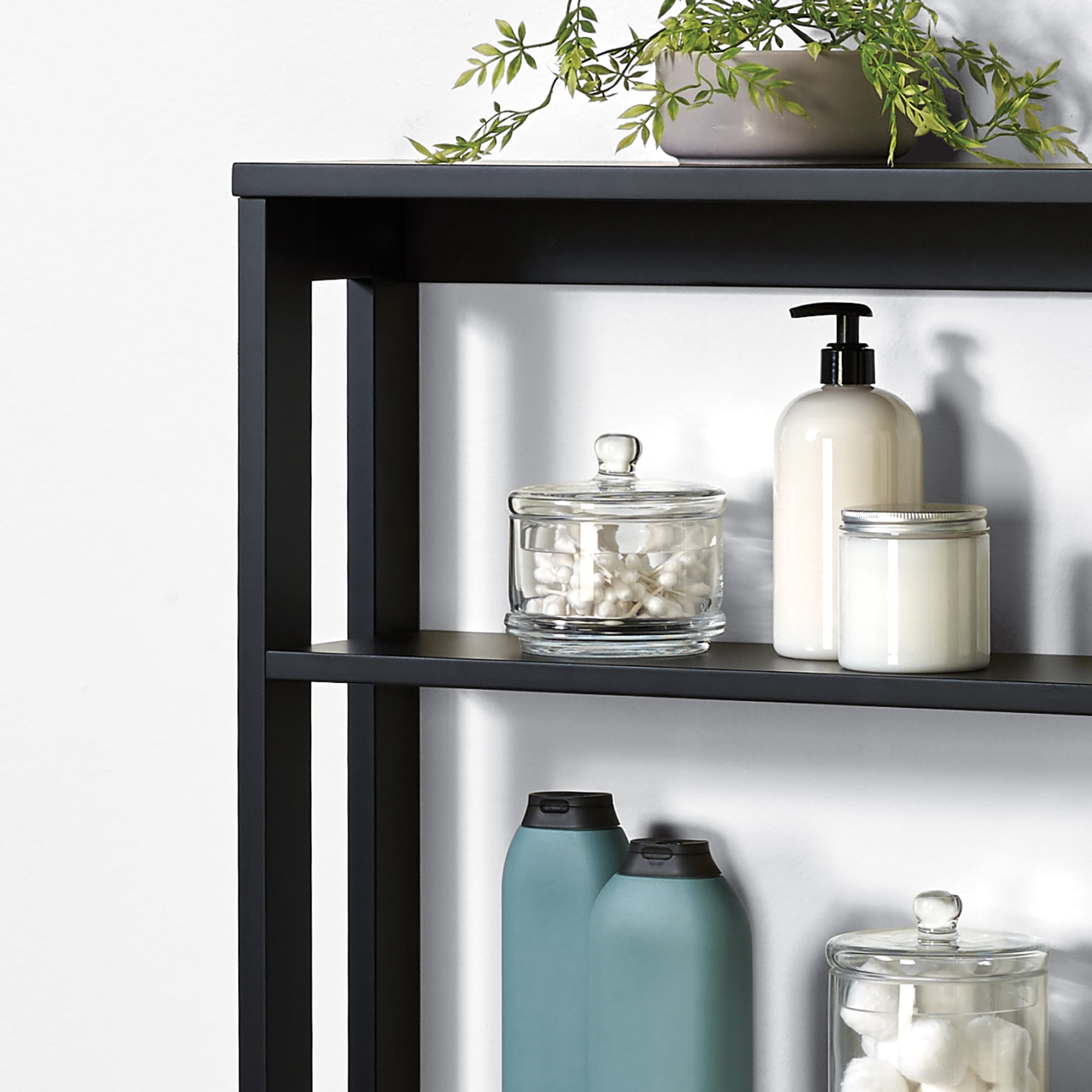 Black Wall Mounted Storage Shelf, Zenna Home Small Spaces