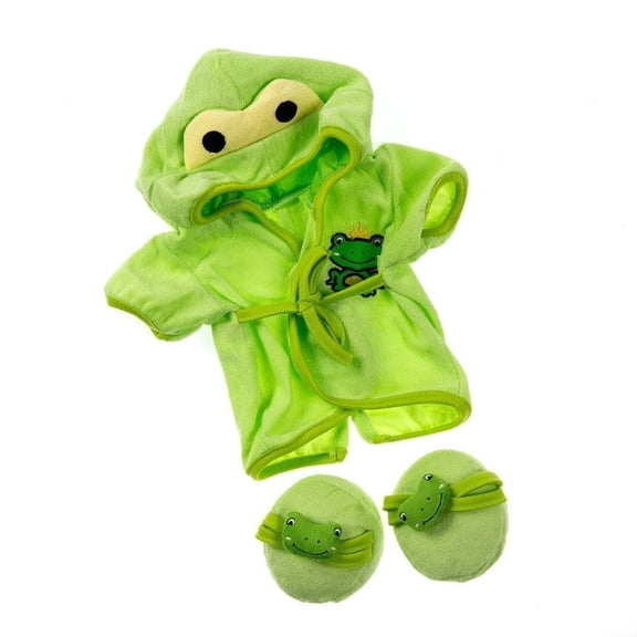 Frog Bathrobe and Slippers for 14"-18" Stuffed Animals, Plush Toy Outfit