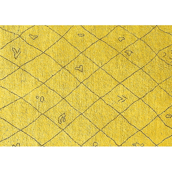 Ahgly Company Indoor Rectangle Solid Yellow Modern Area Rugs, 8' x 12'